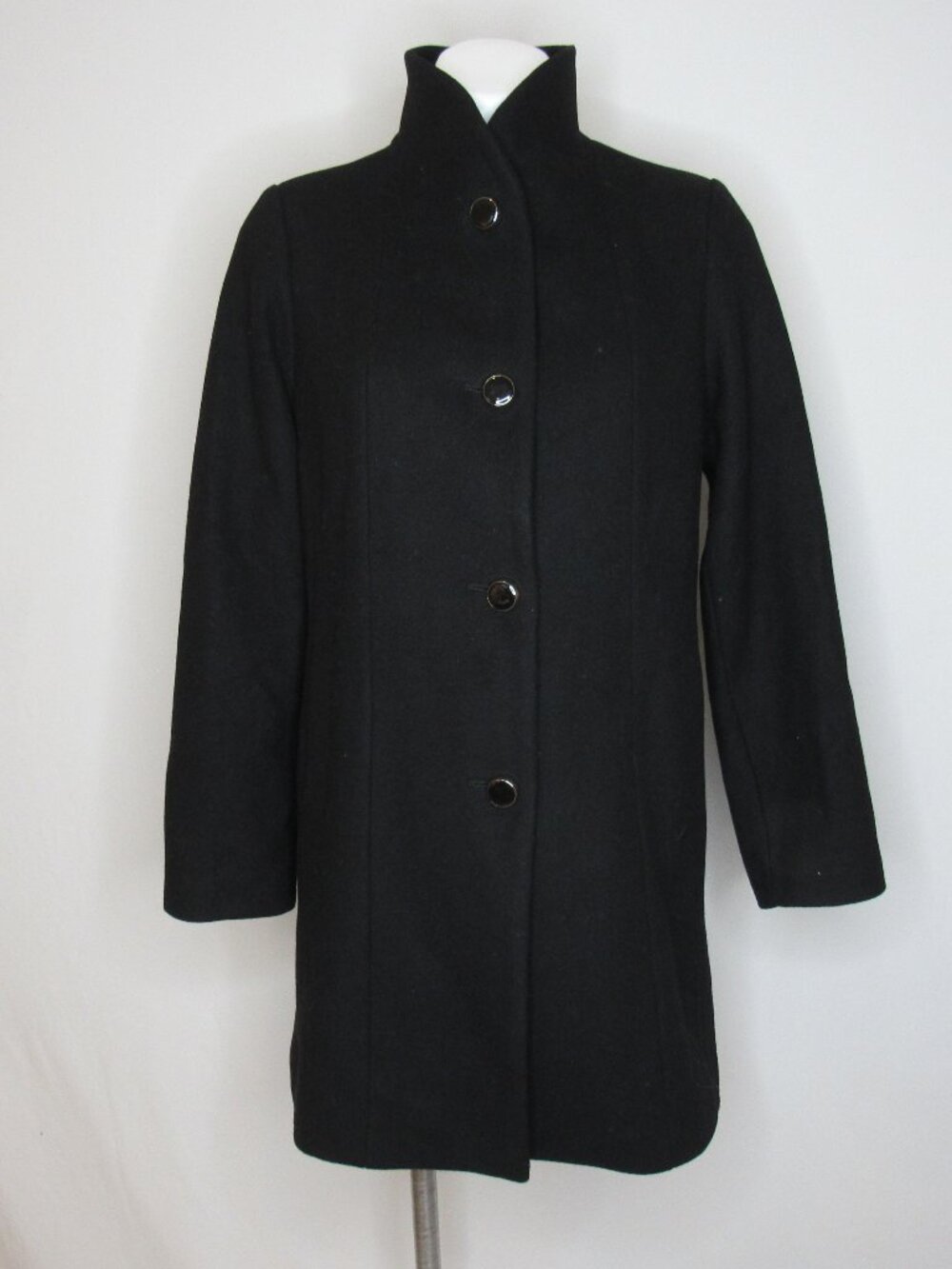 Kate Spade Black Wool Blend Single Breasted Car Coat Women's S Small